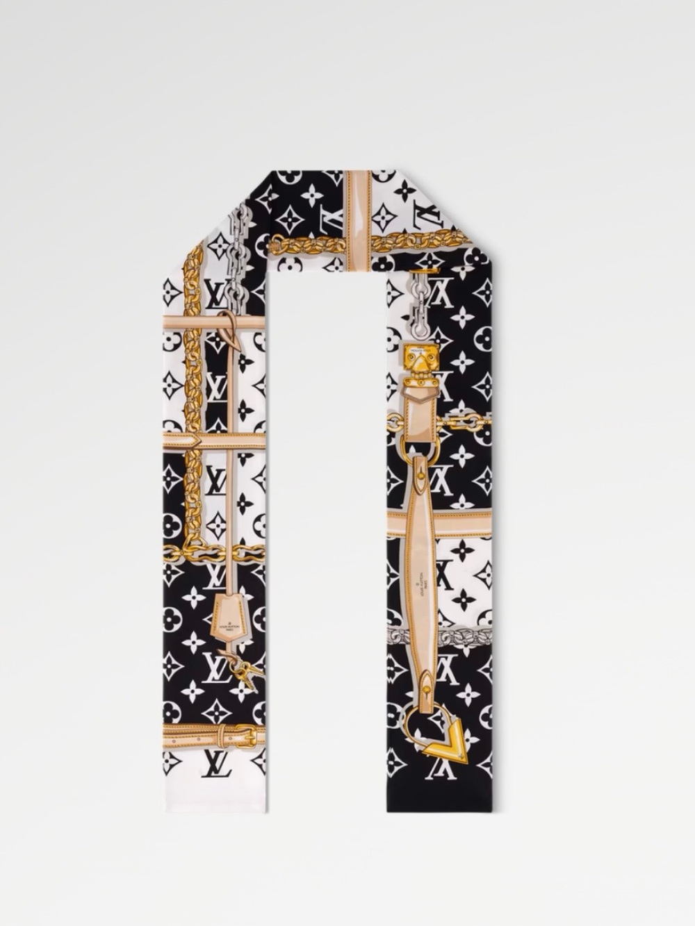 Louis Vuitton Black & White Monogram Silk Bandeau Scarf